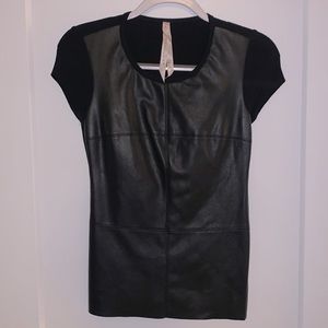 Fitted Faux Leather T-Shirt, Bailey 44, Size Small